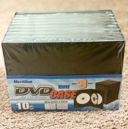 Case of 10 black triple DVD disc holders - Brand New