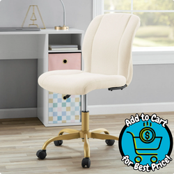 Mainstays Bouclé Armless Office Chair for Adults and Teens, Cream