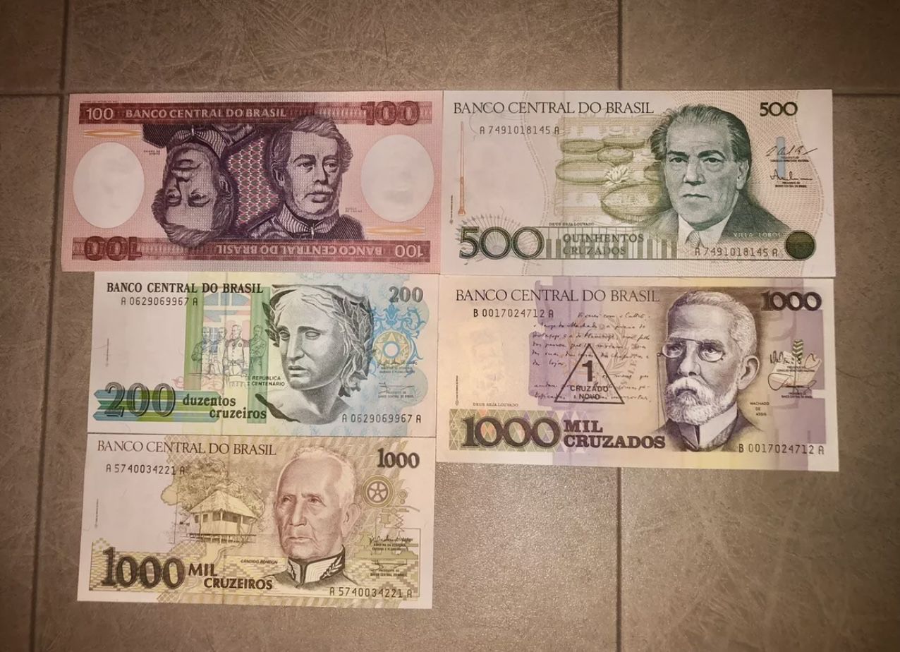 Lot of 5 1(contact info removed) - Brazil - 5 Different Notes - Cruzeiros & Cruzados - UNC.