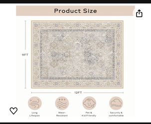 Boho Rug, 9x12 Vintage Rugs, Large Area Rugs, Moroccan Area Rug for Living Room, Bedroom, Kitchen Dining Room, Beige Home Decor, Non-Slip & Machine Wa