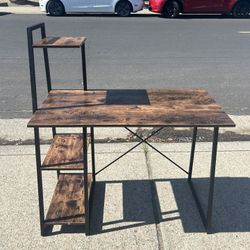 Brown Wooden Desk W/ Shelves