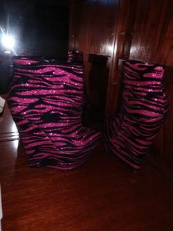 Hot pink sparkly zebra ankle woman's shoes