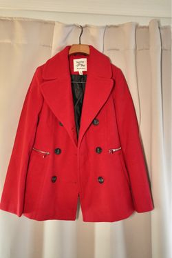 Maralyn & Me Red Double-Breasted Peacoat – Excellent Condition