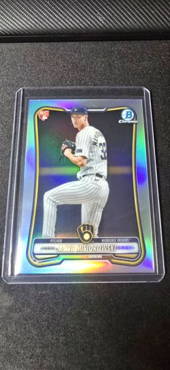 2026 Bowman Chrome Jacob Misiorowski #65 Red Rookie Refractor RC Brewers