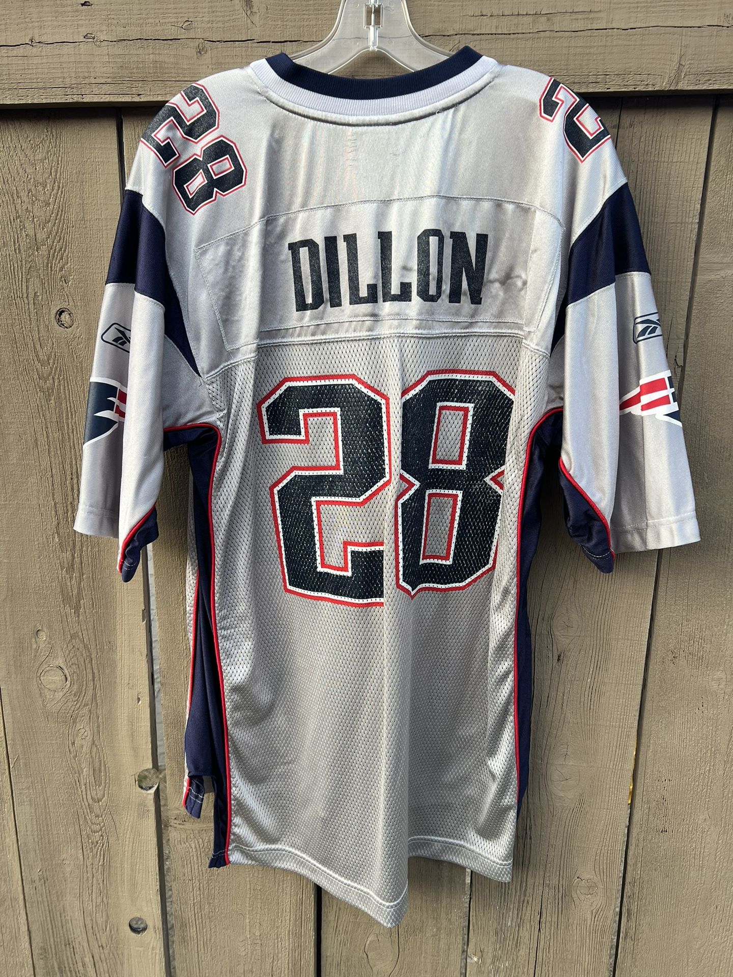 Vintage Rare New England Patriots Corey Dillon #28 Silver Reebok NFL Jersey - L