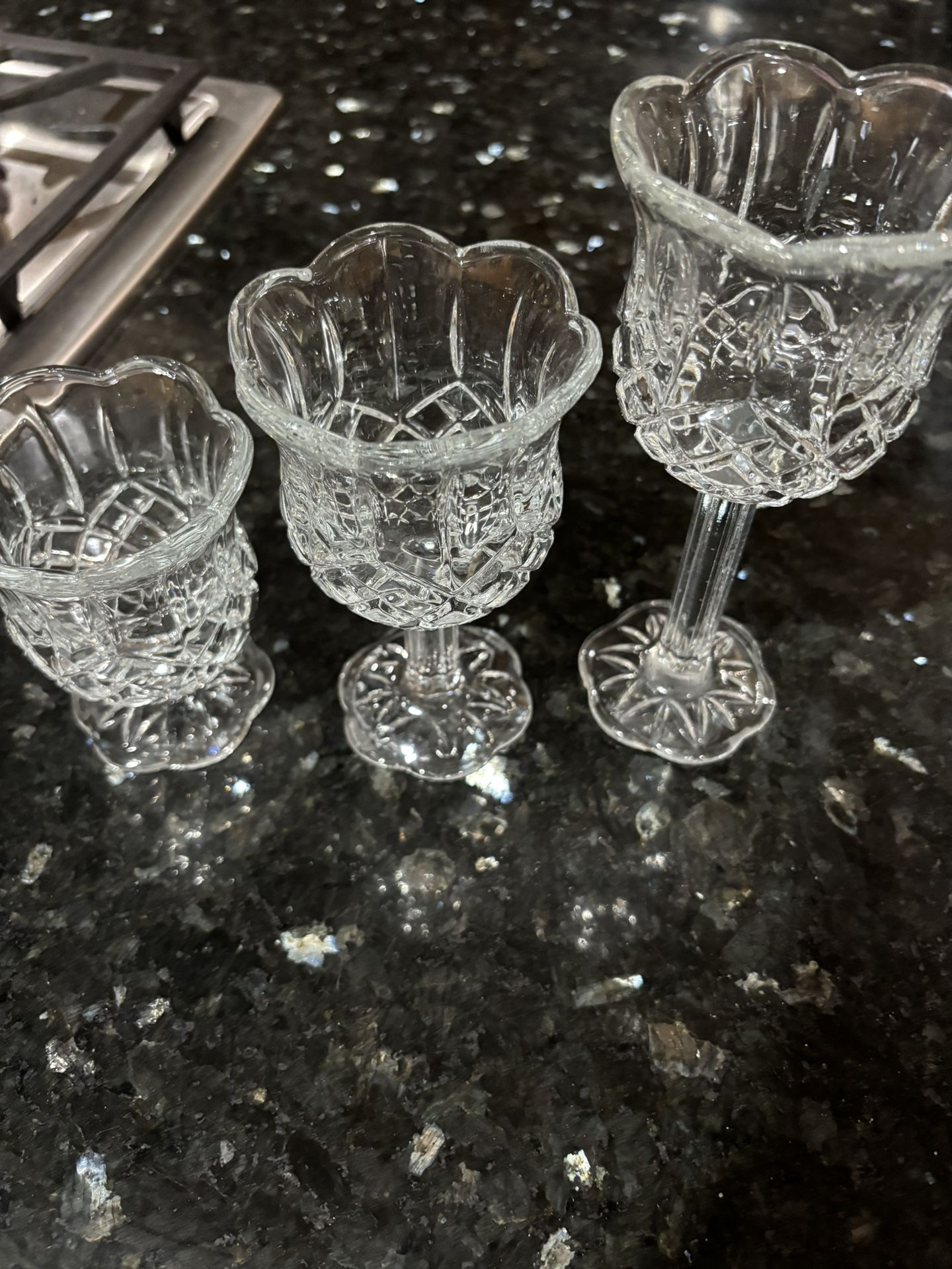 Crystal Glass Candle Holder Set Of 3 Like New