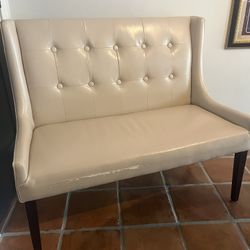 Tufted Leatherette Settee (cream)- Pier 1 Imports
