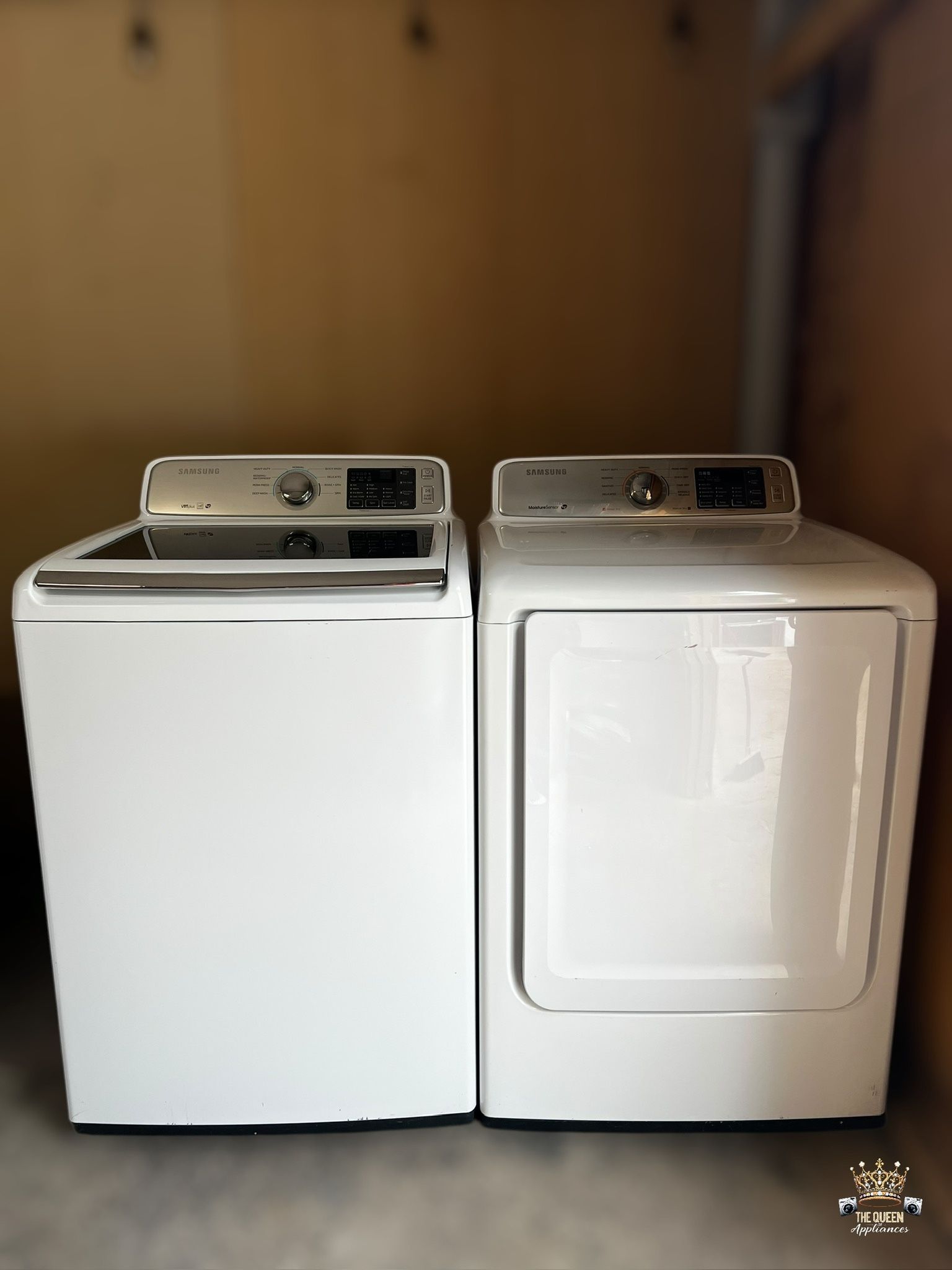 Samsung washer and electric dryer set.