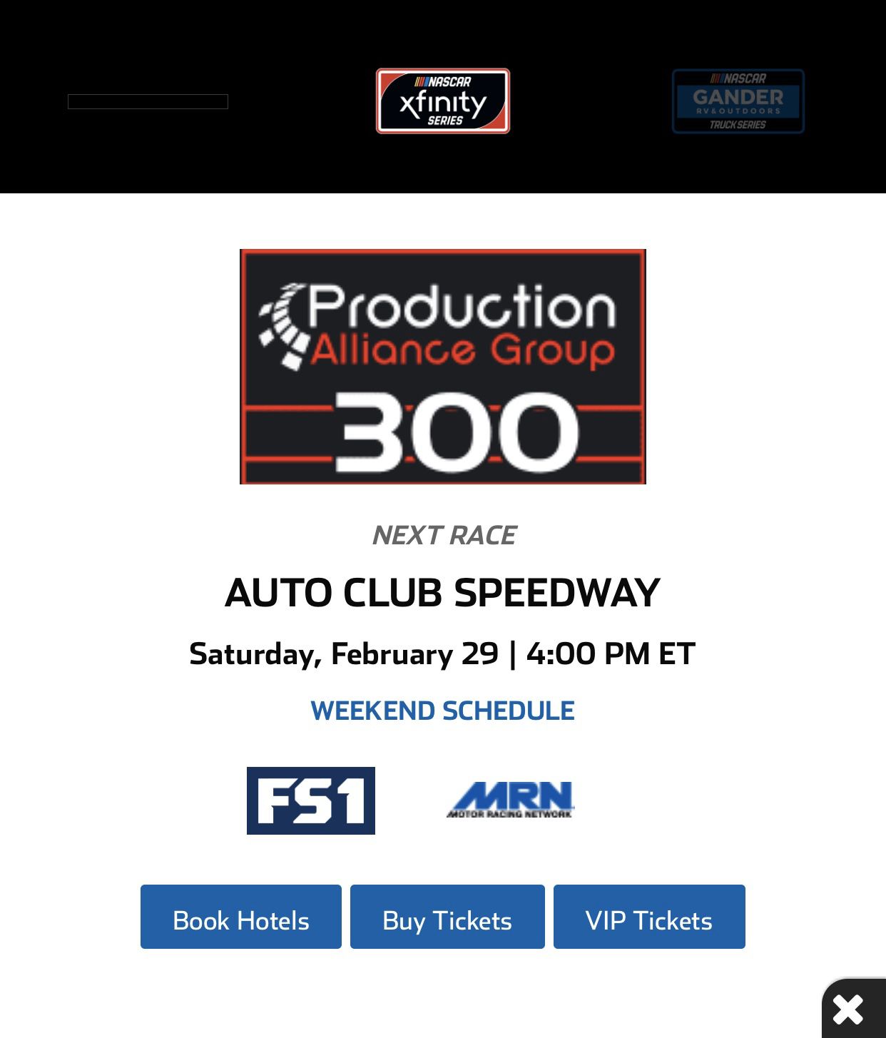 *4* NASCAR tickets Feb 29