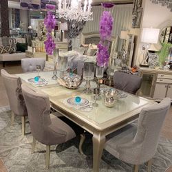Coralayne Silver Rectangular Dining Room Set (Dining table and Chairs