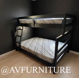 Full Twin Bunk Bed and 2 Memory Foam Mattresses