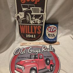 "Man Cave" , Garage  Decor, Metal Signs, Lot Of 3