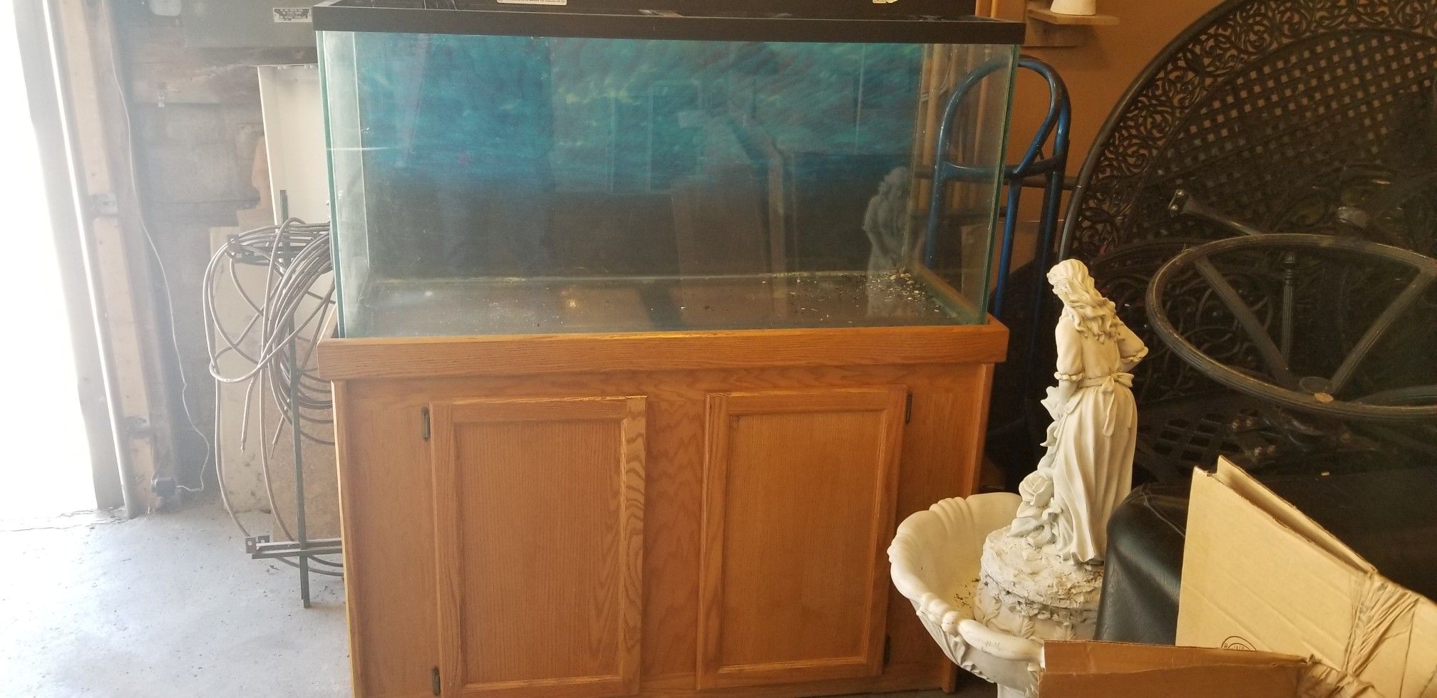 90 gallon fish tank & oak stand