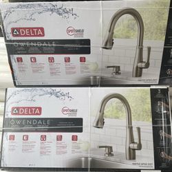 Delta Kitchen Faucet Stainless Spot shield With Soap Dispenser 