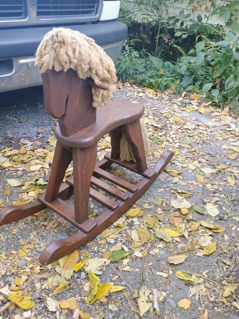 Medium Solid Wood Rocking Horse,18 Inches Seat Height
