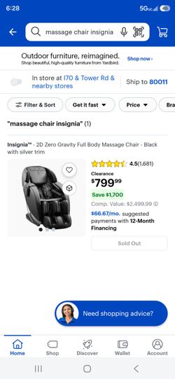 Insignia 2d zero gravity massage chair