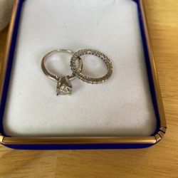 GIA certified 1ct, VS1, K, Excellent Diamond Ring Set 