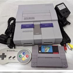 Super Nintendo Console SNES + Super Mario World + Cables + Controller 