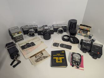 Vintage Camera lot - Minolta 7s, SRT Super, AutoPak 700. 35mm, 38mm, 45mm, 55mm Lenses