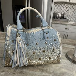 Blue Sequin Handbag