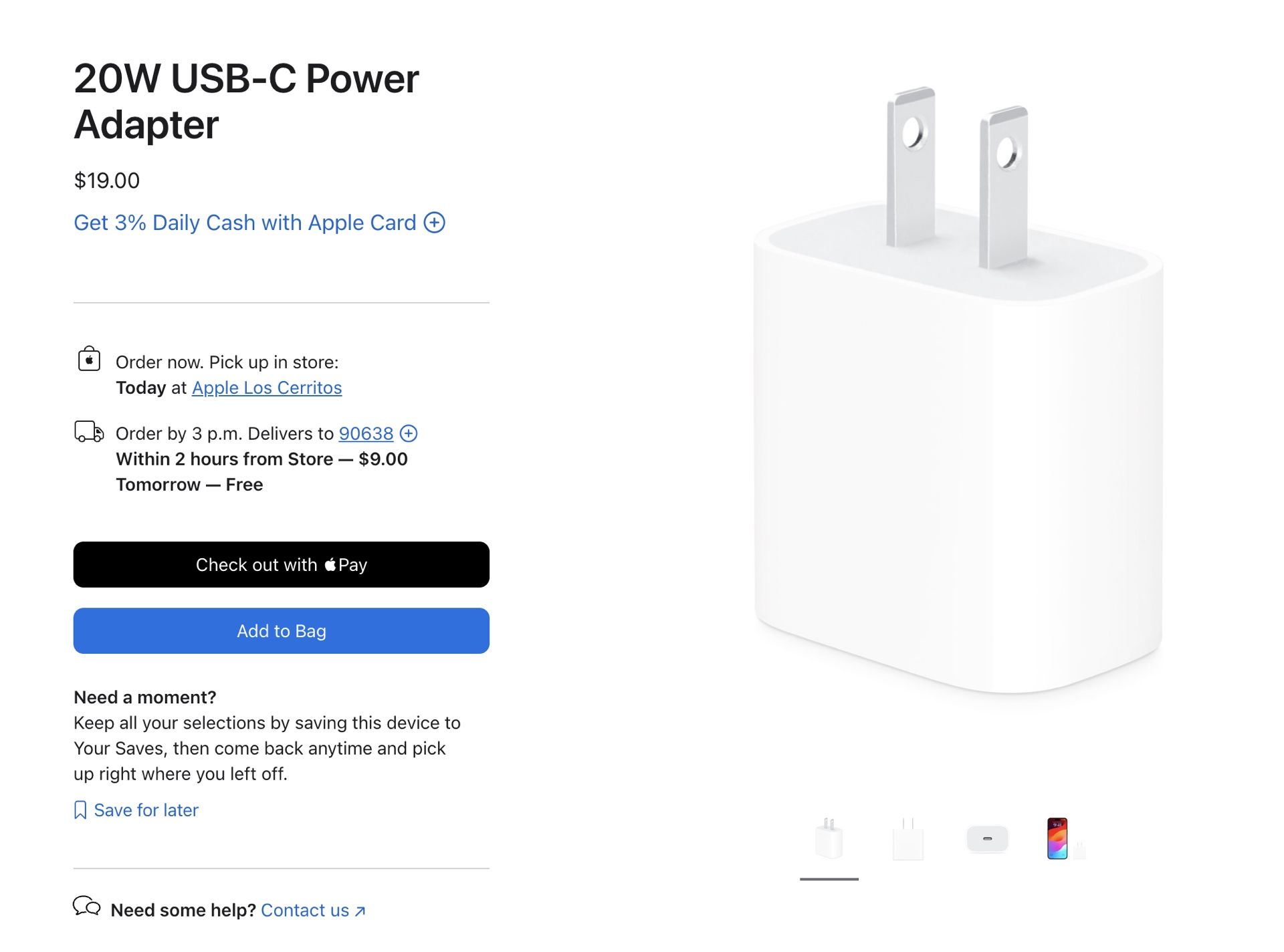 Apple USB C 20 W Charger