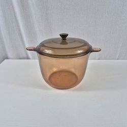 Vintage Vision Corning Ware France 3.5L Amber Glass Dutch Oven Pot w/ Lid