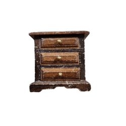 Vintage Dollhouse Miniature 3 Drawer Bedroom Nightstand Brass Knobs 2"
