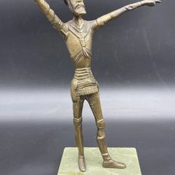 Vintage Bronze Sculpture Of Don Quixote On Marble Base