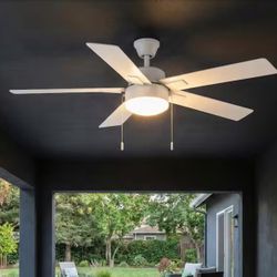 Hampton Bay 52 in. Corwin Indoor/Outdoor Matte White LED Ceiling Fan with Light Kit