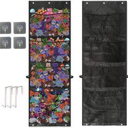 SATISYO Hanging Storage Over-Door Organizer for Stuffed Animals, Plushies - Black, 4 Pockets (NEW)