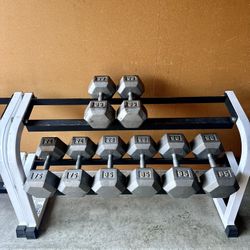 Hex Metal Dumbells 65-75-85-95 lbs Pairs 640lbs Total