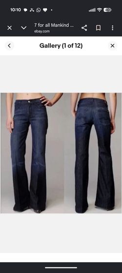 7 for all Mankind Ginger Dark Wash Flare Mid-Rise Denim Jeans  - Women's 26