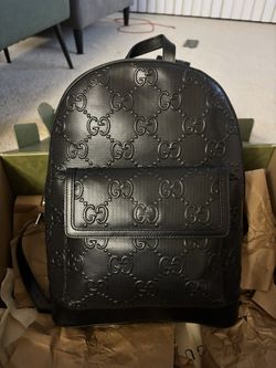Black Leather Gucci Back Pack