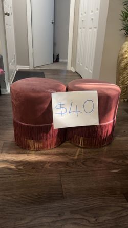 Burgundy & Gold Ottoman/Stool Set – Gently Used