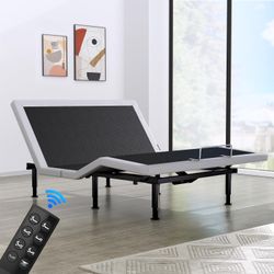 Twin Adjustable Bed Base Frame, Wireless Remote & Lift Motor, Dual USB Ports,Ergonomic Upholstered Bed Frame, Under Bed Lighting, Independent Head and