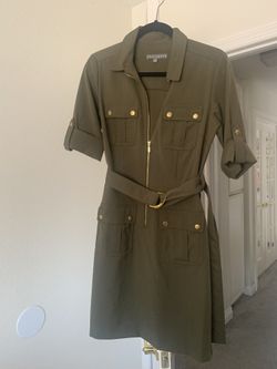 Olive Green Military Style Dress