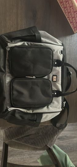 Gray and Black Travel Diaper bag