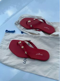 Authentic Red  women Luis Vuitton slides size 39