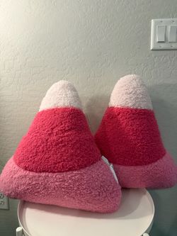 Pink Halloween Candy Corn Plush Pillows Set of 2