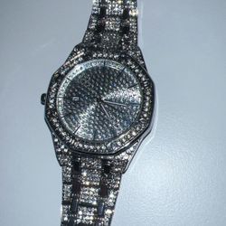 Iced Out Silver Watch