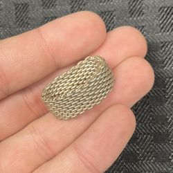 Tiffany & Co. Sterling Silver Somerset Mesh Flexible Ring .925