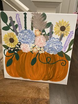 Floral Halloween Canvas Painting.