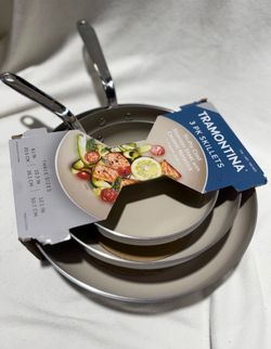 Tramontina 3-piece Tri-Ply Clad Stainless Steel Ceramic Nonstick Fry Pan Set