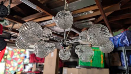 Glass Possini chandelier light fixture