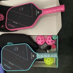 Pickleball Paddles Set of 2,Carbon Fiber Pickleball Paddles 2 Pack-16mm,Forceful Spin,Strong Power and Superior Control,USAPA Approved,4 Balls,2 Racke