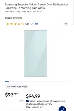 Samsung Bespoke 4-door French Door Refrigerator Top Panel In Morning Blue Glass