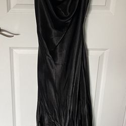 black satin slip gown