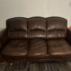 Brown Leather Pull Out Sleeper Sofa