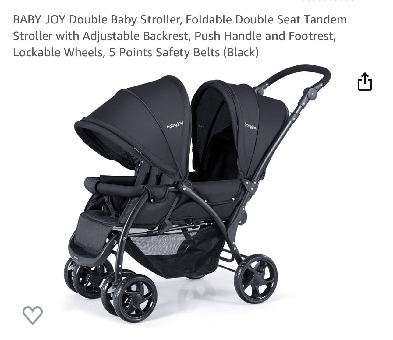 Baby Joy Double Stroller