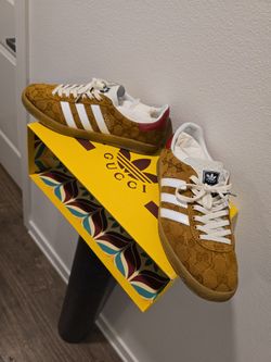 Gucci x Addidas Gazelle 'GG Monogram 9.5 In Box